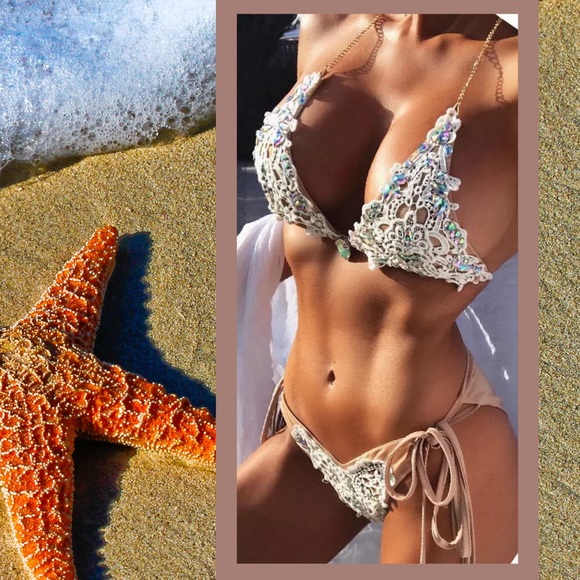 Beautifully Detailed Sequined 2-Piece Bikini NWT - Picture 3 of 8